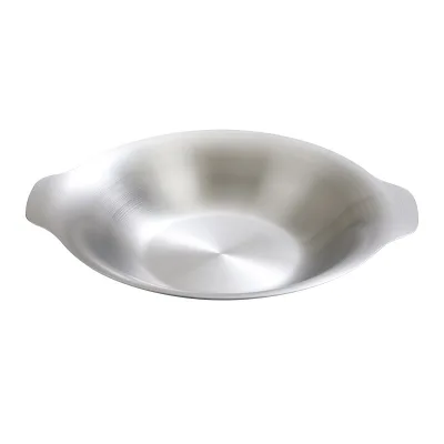 Korean-Style Stainless Steel Binaural Dry Boiler Heating Crayfish Basin Sichuan-Hunan Vegetable Basin Barbecue Heat Soup Pot