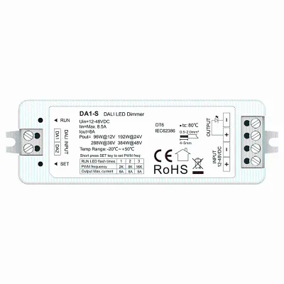 DA1-S 1 Channel 8.5A 12-48VDC Constant Voltage DALI Push Dim Led Dimmer for 96-384W Smart Home LED Light