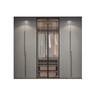 Modern Flexible Modular Wardrobe with Open Shelving and LED Lighting Durable Walk-In Style for Bedroom or Warehouse Use