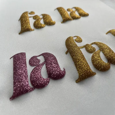 Glitter Puff 3D Heat Transfer Vinyl HTV Iron-On Fabric with Water Resistant UV Printed Cartoon Style Thermal Transfer