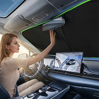 Universal Front Windshield Sunshade for Car Sunscreen Heat Insulation Sun Curtain Interior Sun Visor Titanium Silver