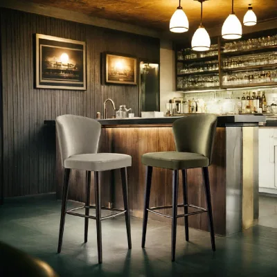 Hot Sale Villa Luxury Style Bar Chairs Classic Design Genuine Leather Bar Stools