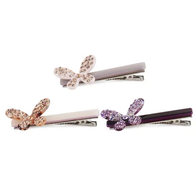 Siywina French-style Acetate Hair Clip Featuring a 3D Rhinestone-embellished Bow and a Duckbill Clip a Premium Side Clip