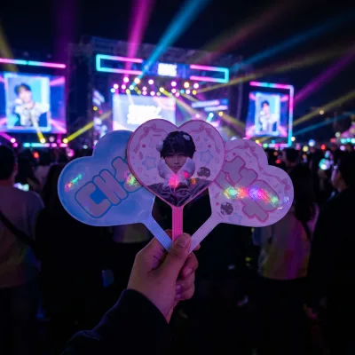 Kpop Latest Popular Colored Heart Shape Hand Fan Custom Logo Love Heart Handle Fans for Idol Concert Event Support