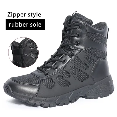 YIHE XZ017 Outdoor Sport Lightweight Mesh Breathable Mountain Climbing Boots Leather Black Tactical Zipper Hiking Boots Men