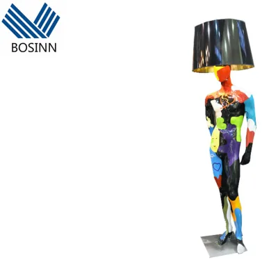 Sculpture Statue Lights Colored Drawing Human Stand Motif Floor Lamp Abstract Art Decoration Mall Hall Ornaments Gifts
