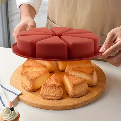 1pc Silicone Triangle Cake Mold Set - Suitable for 8-cavity Non Stick Baking Trays for Brownies, Pancakes, Cupcakes, Etc