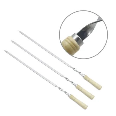 Extendable Stainless Steel BBQ Skewers with Wooden Handle Marshmallow Roasting Sticks Set Accessory Type Metal Meshes