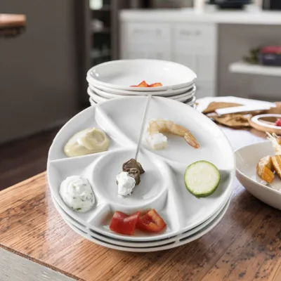 Classic Round Sectional Melamine Dinnerware Durable Dishwasher Safe For Restaurant Buffet And Catering Events