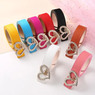 Fashion Womens Pu Belts Bb Simon Rhinestone Belt Heart Buckle Women Belts 2021