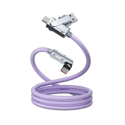 2026 Colorful Cloth Fiber Weaving Fast Charging Cable 2 to Connectors