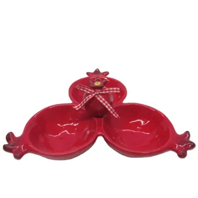 Ceramic 3 Section Platter, Custom Pomegranate Factory Wholesale Gift & Craft
