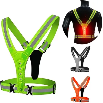 LED Reflective Vest Safety Gear, Light up Vest for Night Walking Cycling, High Visibility Running Vest with Reflective Strips