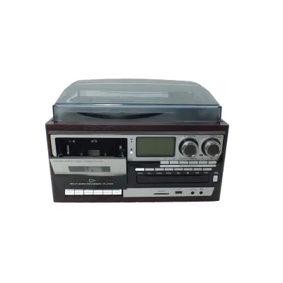 3 Speed Vinyl Record Player Vintage Turntable Compatible CD&Cassette Player Speaker AM/FM Radio USB Recorder