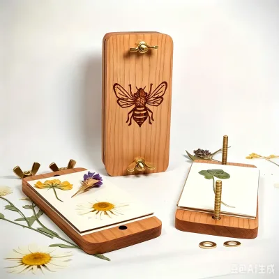 New Mini Wooden Flower Press Kit-DIY Portable Gift Box with Custom Logo for Plant Lovers Small Size Lavender Design