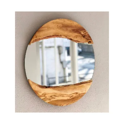 Handmade Wood Frame Oval Wall Mirror, Wall Decor