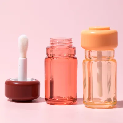 Hot Sale 4ml Transparent Lip Gloss Container with Cute Shaped Lid Recyclable PETG Plastic for Lipstick Mascara Cosmetic Storage