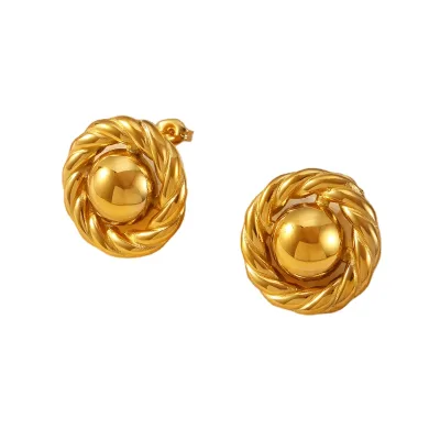Stylish Simple Personality Spring Line Design Sense Jewelry Geometric Hollow Stainless Steel Gold-plated U-shaped Earrings
