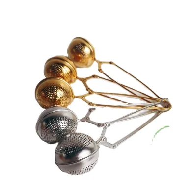 Colador De Te Reusable Mesh Ball Egg Shape Gold Stainless Tea Infuser