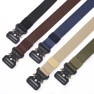 Tactical Belt Hot Selling Men's Nylon/Polyester Fabric Sports Alloy Auto Lock Buckle Woven Hunting Sports Waist Strap