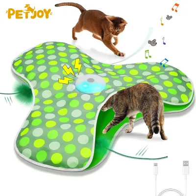 Interactive Eco-Friendly Cat Toys Rechargeable Moving Concealed Feathers Real Mouse Squeak Touch Activated Toy for Kittens Cats