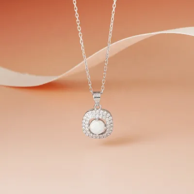 OEM ODM Factory Wholesale 925 Silver Natural Opal Necklace Luxury Gemstone Pendant Jewelry for Bridal Wedding Engagement