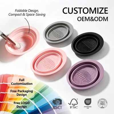 Foldable Silicone Makeup Brush Cleaner Bowl Portable Cosmetic Sponge Cleaning Tool Deep Clean Brush Washer for Travel Home Use