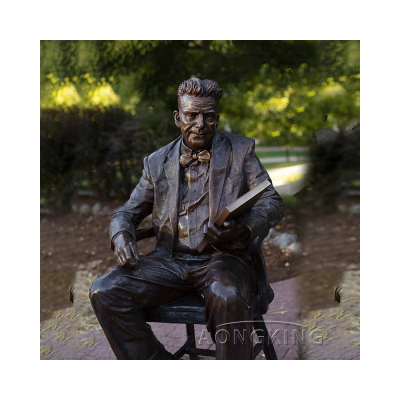 Square Decoration Famous Figure Metal Sitting on Chair Bronze Statue