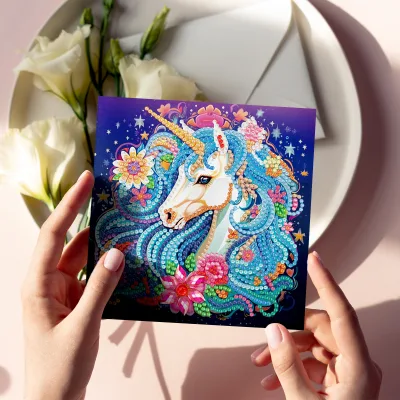 8pcs Colorful Horse Diamond Painting Diy Crystal Cards