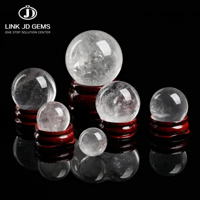 JD GEMS Whosale 17-50mm Natural Rock Quartz Round Ball in Stock Hot Selling Customized Crystal Ball