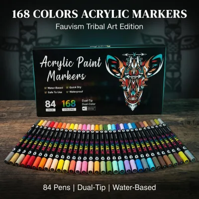 Fauvism Tribal Art Acrylic Markers 168 Shades Water Based Quick Dry Soft Tip Pens DIY Canvas Mug Decorating Supplies