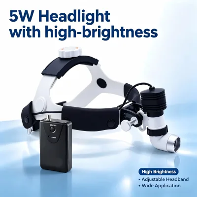 EURVET 5W High Brightness LED Surgical Headlight Adjustable Veterinary Medical Head Mount Headlamp Vet Operation Dental Exam