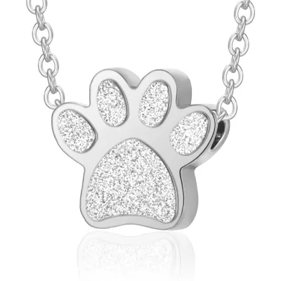 Trendy Paw Print Locket Necklace Stainless Steel Pet Ashes Urn Pendant Snake Chain Memorial Dog Cat Ash Holder Keepsake Gift