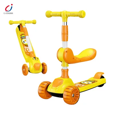 Chengji Multifunction Scooter Babies Cartoon Outdoor Play Light Music Wholesale 3-wheel Foldable Steel Kick Scooters Walk-toys