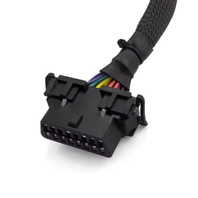 16P J1962 OBD II Adapter Extension Cable Dual Female to Male PTFE Insulated Diagnostic Harness Automobile Applications