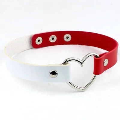 Double-Color Fetish Slave BDSM Leather Collar Goth Fashion Adult Sex Toy Faux Leather Choker
