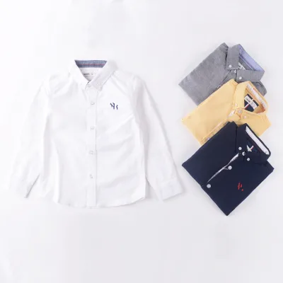 Spring Essential Kids-clothing Color Fade Proof Children Cotton Shirts Turn-down Collar Boys T-shirts&polo Shirts