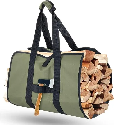 Custom Logo Large Log Tote Bag 600D Oxford Firewood Carrier Tote Bag With Handle