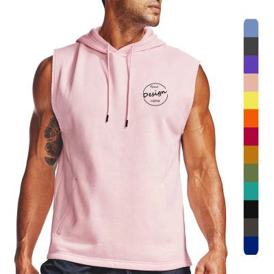 Fashion New Design Solid Color Men Sleeveless Hooded TSlim Fit Cotton Fleece /French Terry Custom Print Logo