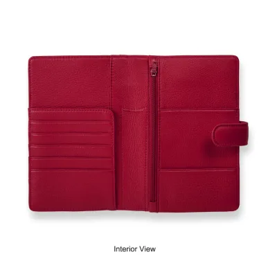 Eco-Friendly Leather Manufacturer Women Certificate Wallet Magnetic Closure Travel Passport Holder Multi-function w Phone Pouch
