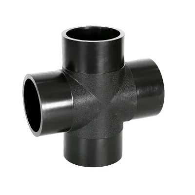 China Plastic Water Pipe Fittings HDPE Moulded Four-Way Cross Fittings Plain Fusion Injected for SDR11 SDR13.6 SDR17