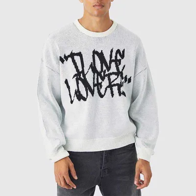 Custom Logo Crew Neck Knit Sweater Men Casual Trendy Pullover Sweater Holey Hollow Unisex Men's Sweaters