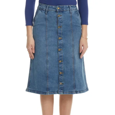 Womens Denim Skirts a Line High Waist Button Down Jean Skirt