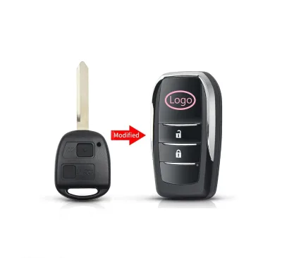 OME Modified Flip Car Key Shell Fob Uncut TOY43 Blade ABS Black 2 Buttons for for Land Cruiser Camry Corolla RAV4 PRADO YARIS