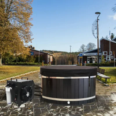 New Wood Cool Black Outdoor Spa Bath Cold Water Ice Bath with WIFI Connection Chiller
