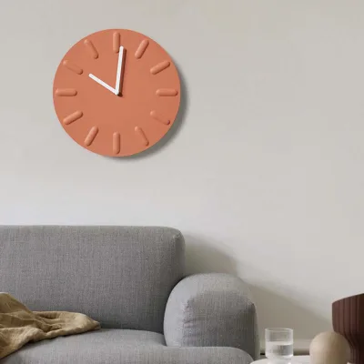 Creative Nordic Style 12 Inch Misty Blue Concrete Wall Clock White Hands Custom Color Eco-Friendly Material Living Room Bedroom