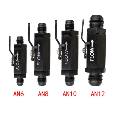 Aluminum Alloy Universal External Thread Fuel One Way Check Valve with Cable Lever Shut Off for Automotive Fuel System