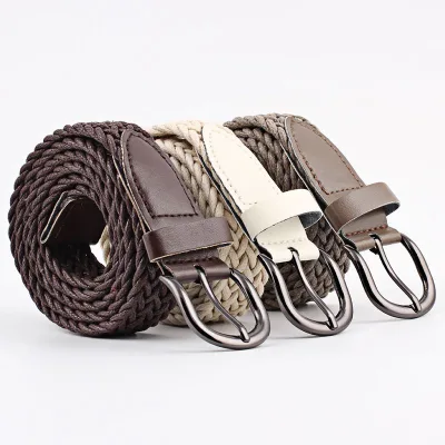 Women Woven Wax Rope Cord Braided Waist Belt Skinny Woven Belts for Dress Skirt