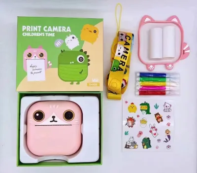New Instant Print Camera 1080P HD Digital Camera with Rolls Photo Paper Color Pencils for Girls Photo Video Christmas