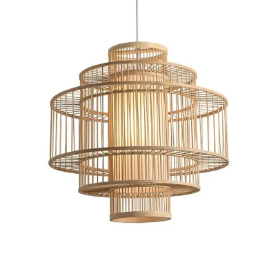 Cheap Price Traditional Handwoven Natural Bamboo Lampshade Chinese Style Lantern Woven Bamboo Light